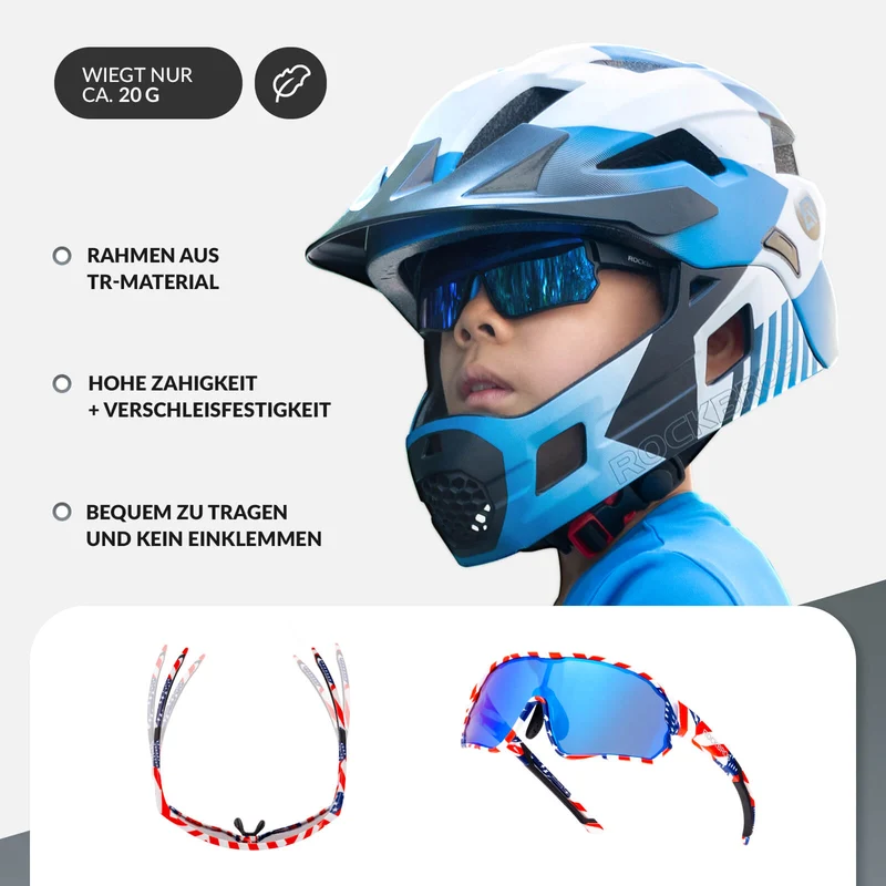 ROCKBROS Kinder Fahrradbrille UV400-Schutz Polarisierte Sonnenbrille