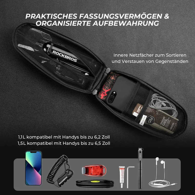 ROCKBROS Wasserdicht Oberrohrtasche Satteltasche 1L/1,5L Шварц