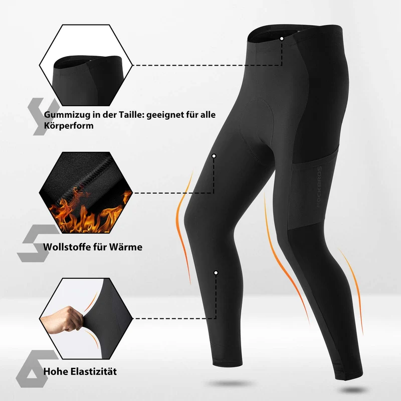 ROCKBROS Winter Fahrrad Lange Hose Elastische Radhose Heren/Damen M-4XL