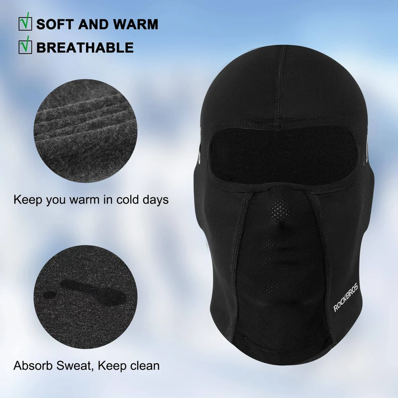 ROCKBROS Sturmhaube Warm Fahrrad Gesichtsmaske mit Brillenloch 54-62CM унісекс
