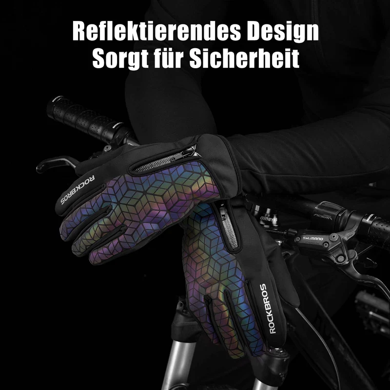 ROCKBROS Winter Fahrradhandschuhe Warm für Fahrrad Laufen Fitness Unisex