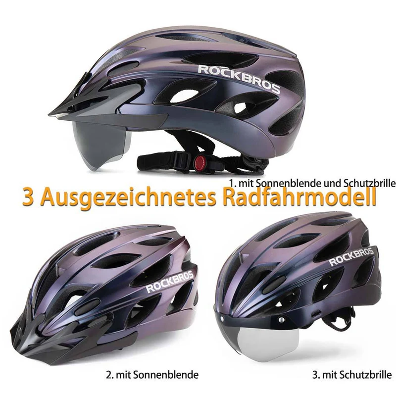ROCKBROS Fahrradhelm met ingebouwde Magnetbrillen & Visier