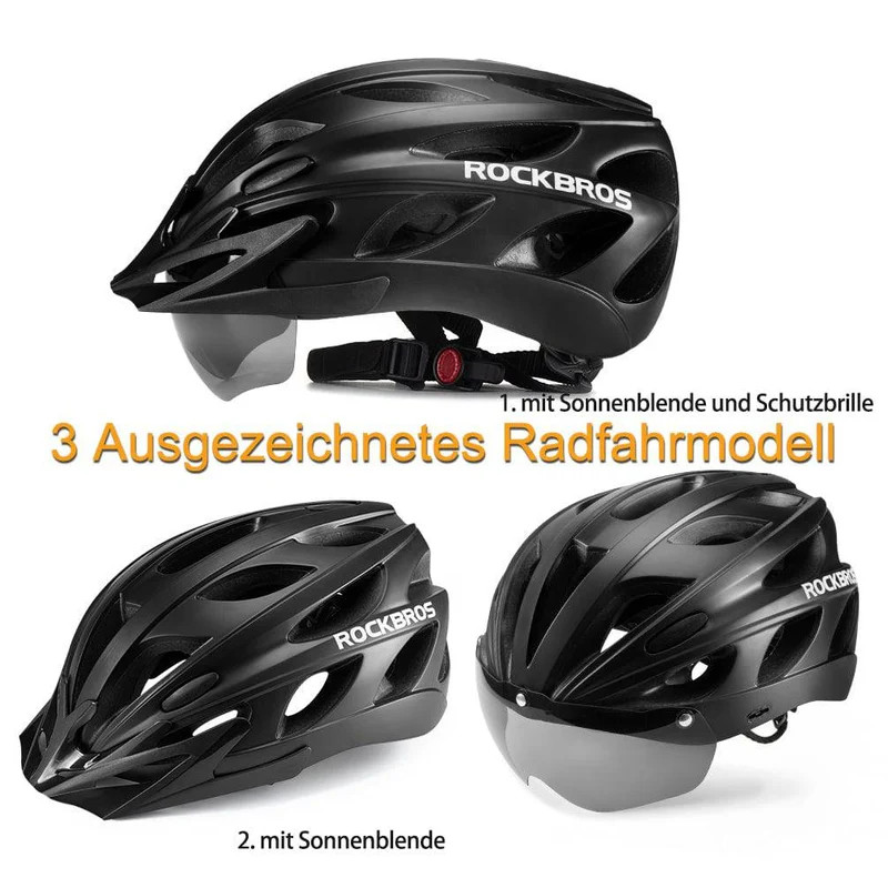ROCKBROS Fahrradhelm met ingebouwde Magnetbrillen & Visier