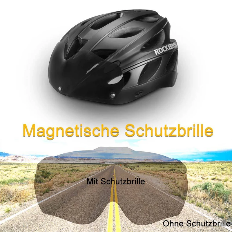 ROCKBROS Fahrradhelm met ingebouwde Magnetbrillen & Visier