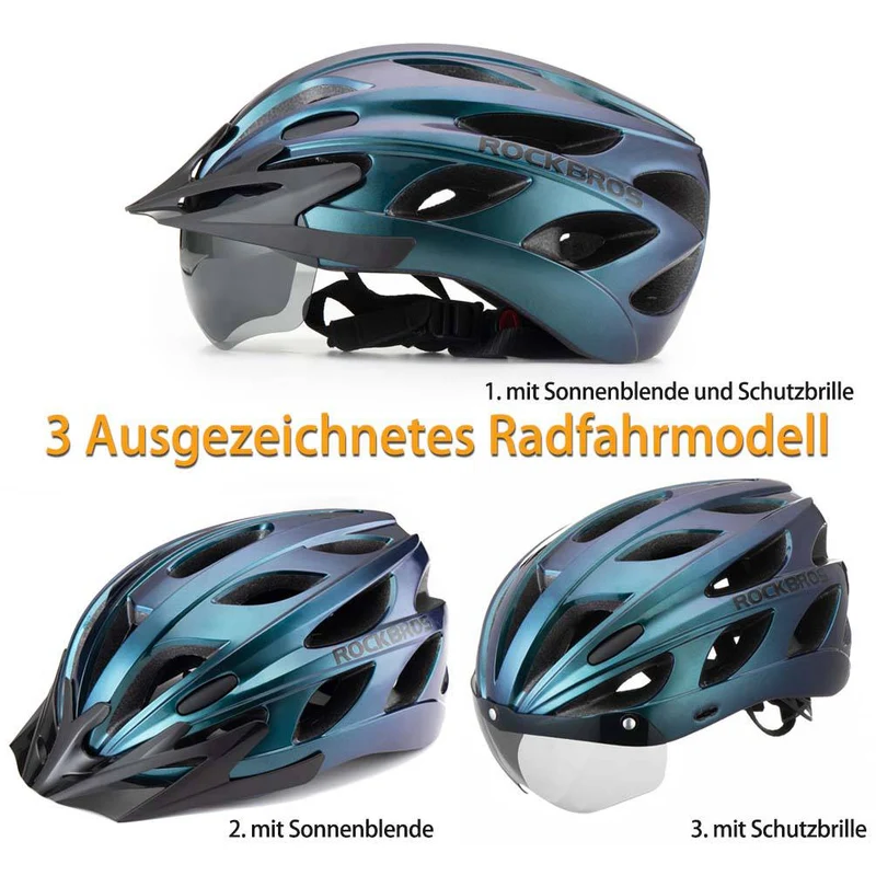 ROCKBROS Fahrradhelm met ingebouwde Magnetbrillen & Visier