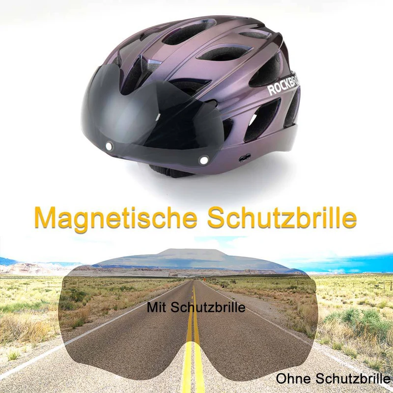 ROCKBROS Fahrradhelm met ingebouwde Magnetbrillen & Visier