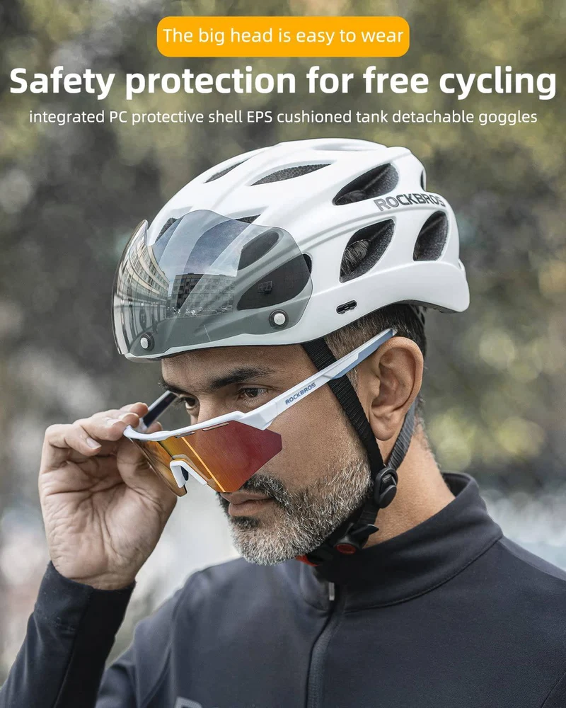 ROCKBROS Fahrradhelm met ingebouwde Magnetbrillen & Visier