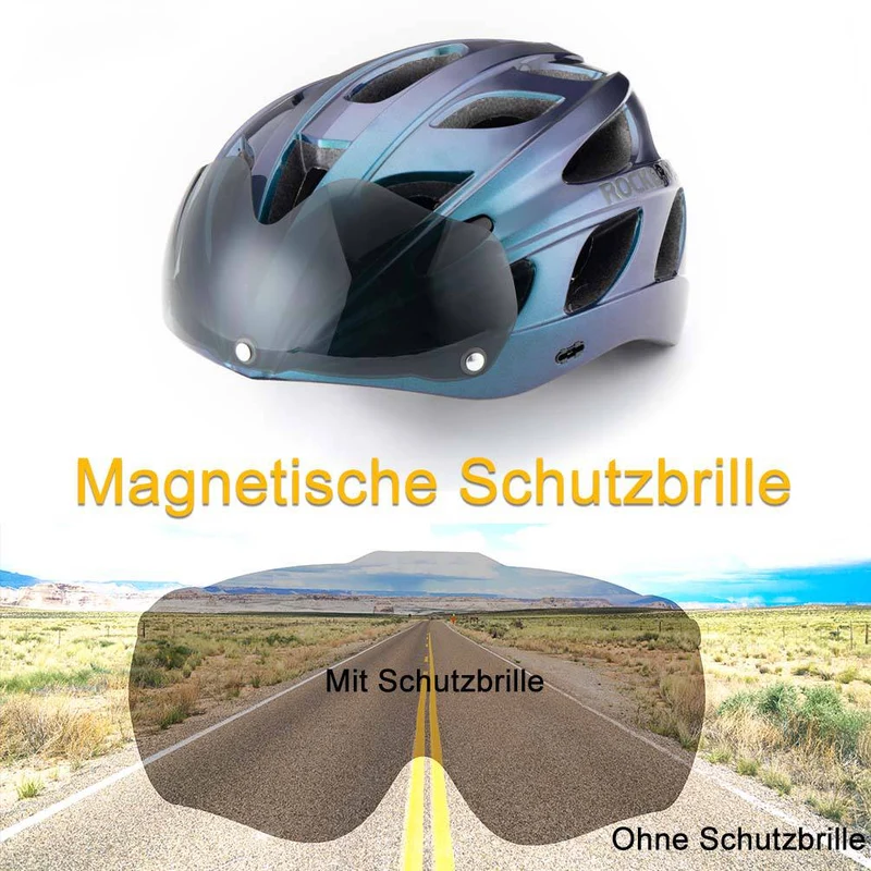 ROCKBROS Fahrradhelm met ingebouwde Magnetbrillen & Visier