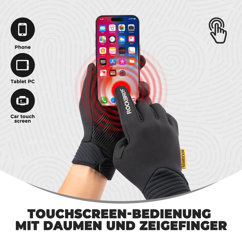 ROCKBROS Fahrradhandscherm met touchscreen met SBR-polstering