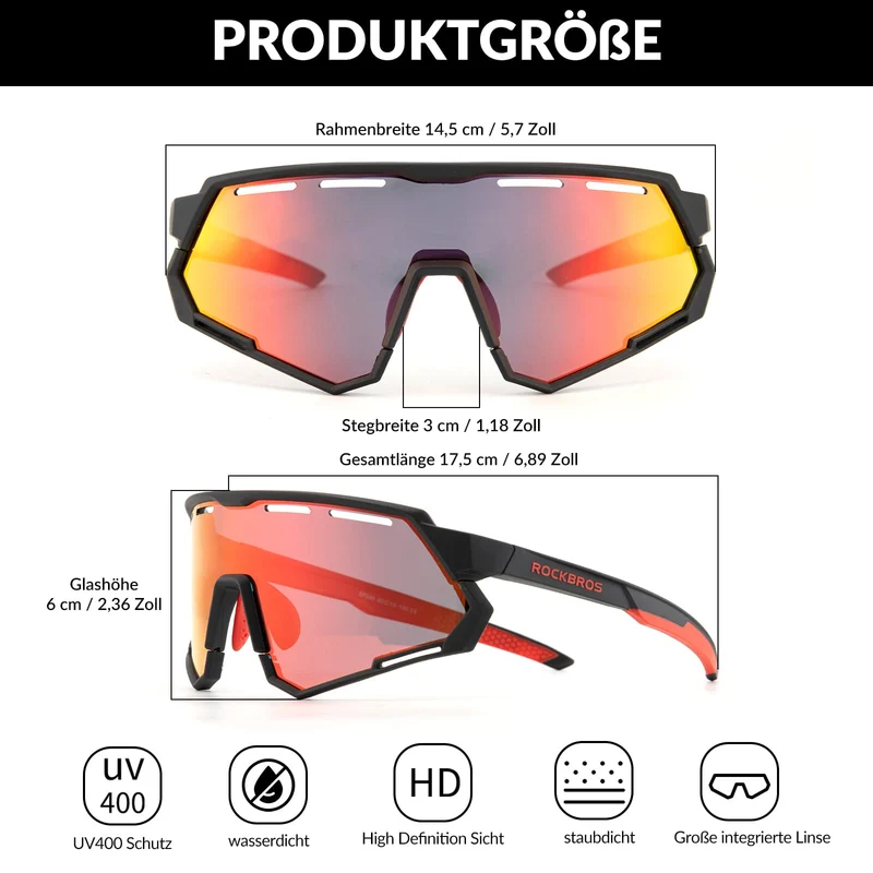 ROCKBROS Fahrradbrille 2-in-1 Sportbrille Polarisiert & Selbsttönend