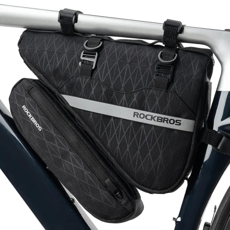 ROCKBROS Fahrradtasche Set 2-in-1 Abnehmbare Rahmentasche 1,3 L+0,7 L Шварц
