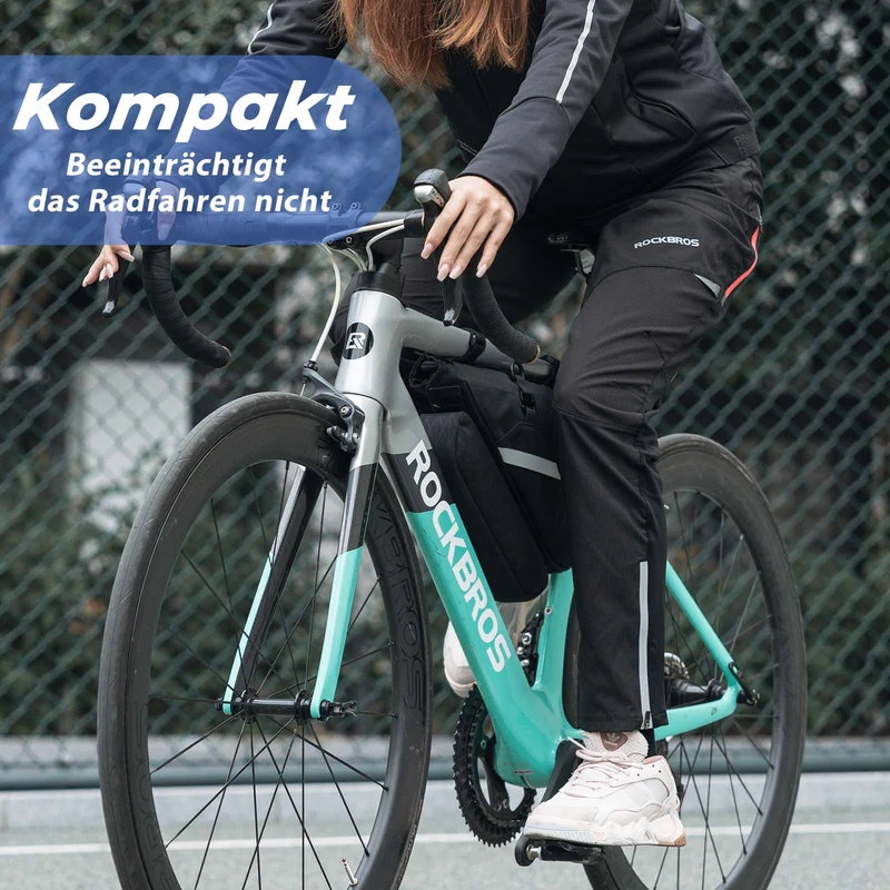 ROCKBROS Fahrradtasche Set 2-in-1 Abnehmbare Rahmentasche 1,3 L+0,7 L Шварц