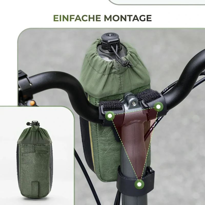 ROAD TO SKY Nachhaltige Fahrrad-Wasserflaschentasche aus recycelten Reifen 0,8L