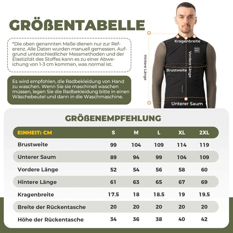 ROAD TO SKY Herren Fahrrad Ärmellos Weste Winddichte Fahrradjacke