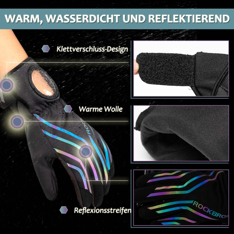ROCKBROS Fahrradhandschoenen voor Lauf, MTB Atmungsaktive Schwarz M-2XL
