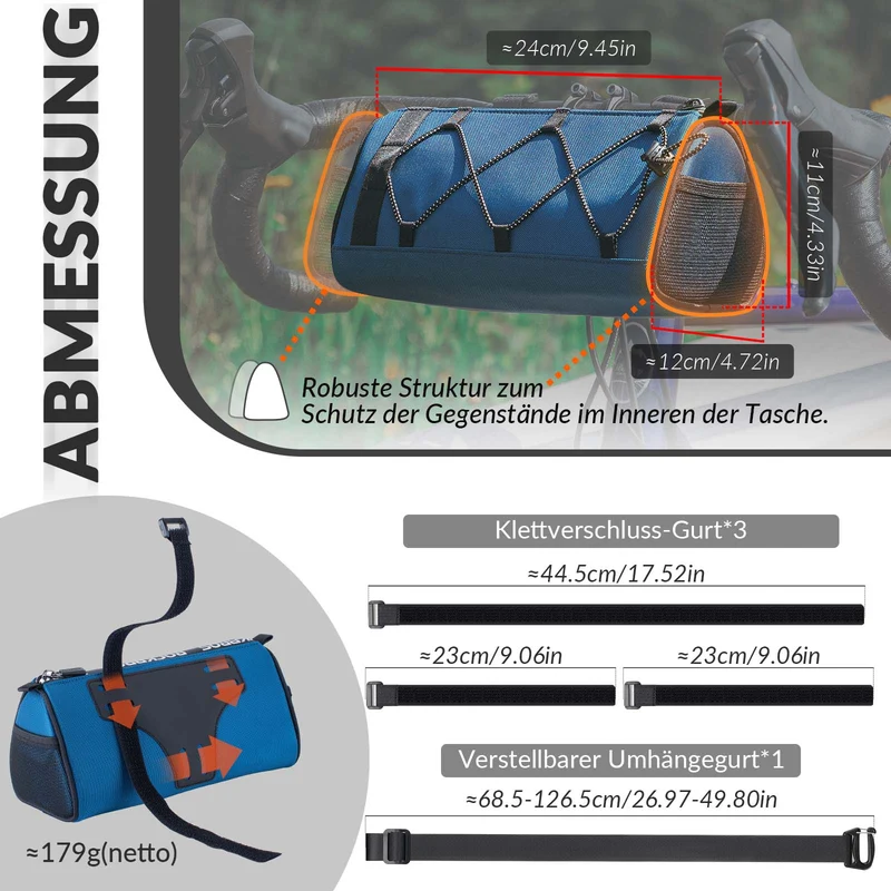 ROCKBROS Lenkertasche Multifunctionele Fahrradlenkertasche met Schultergurt 1,5L