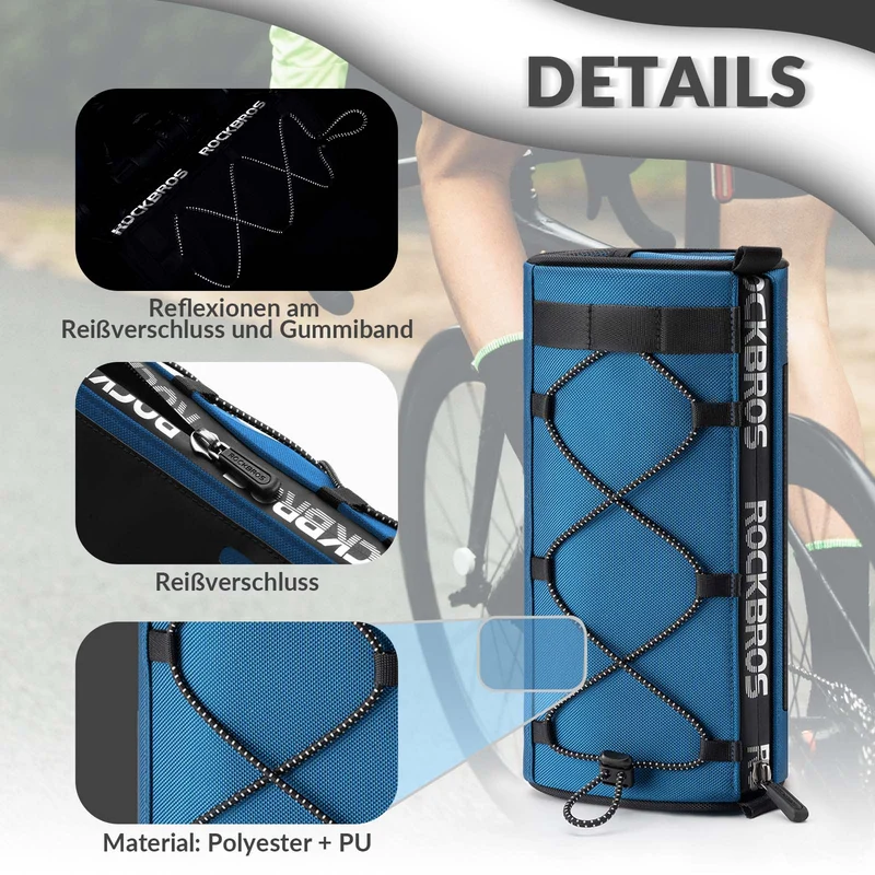 ROCKBROS Lenkertasche Multifunctionele Fahrradlenkertasche met Schultergurt 1,5L