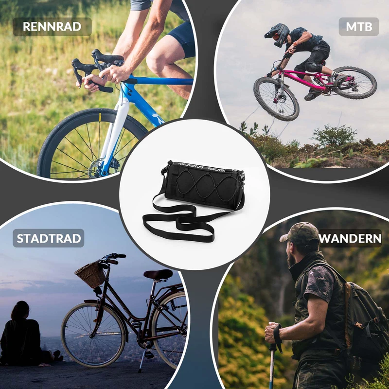 ROCKBROS Lenkertasche Multifunctionele Fahrradlenkertasche met Schultergurt 1,5L