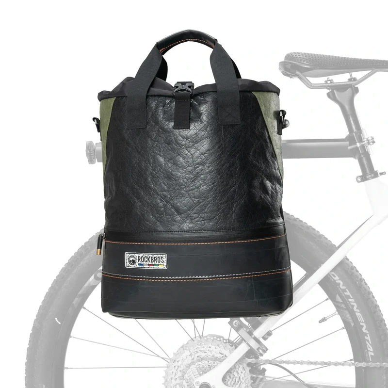 ROAD TO SKY Nachhaltige Fahrrad-Gepäckträgertasche aus recycelten Reifen 12L
