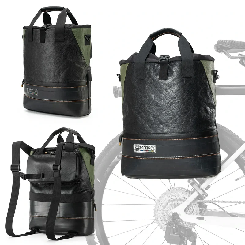 ROAD TO SKY Nachhaltige Fahrrad-Gepäckträgertasche aus recycelten Reifen 12L