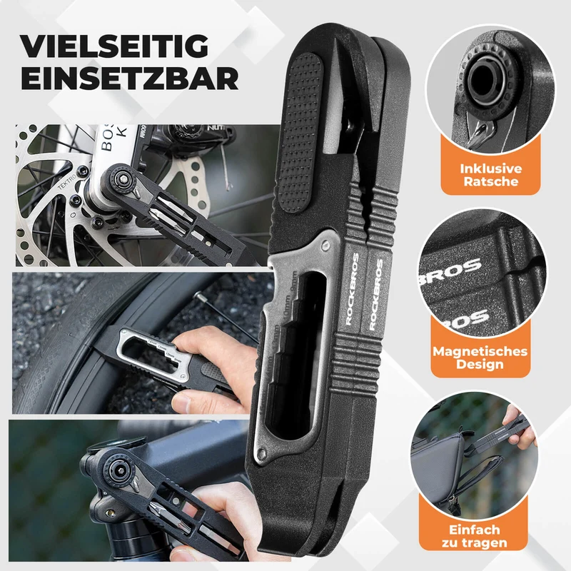 Міні-набор інструментаў Fahrradwerkzeug 16 у 1 Reifenheber mit Ratschenschlüssel