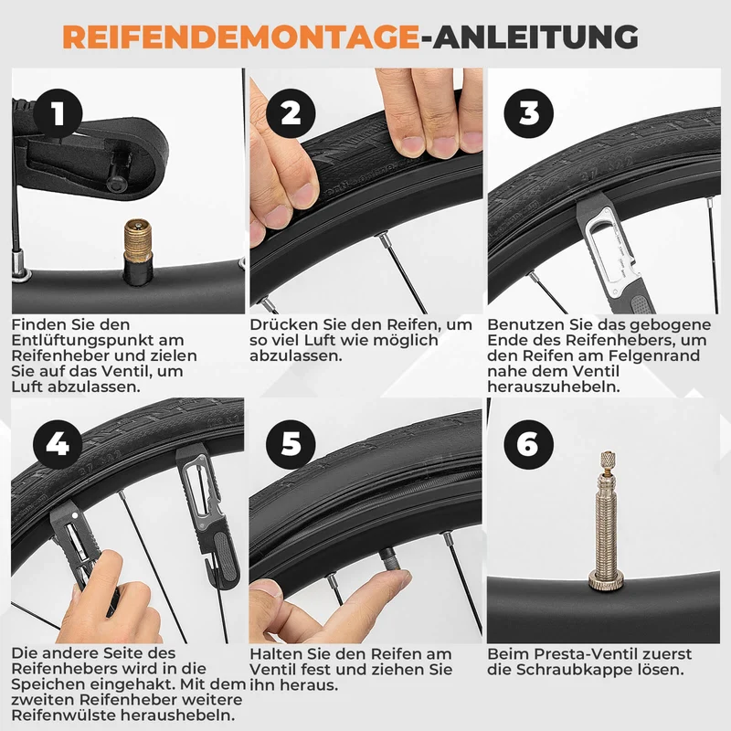 Міні-набор інструментаў Fahrradwerkzeug 16 у 1 Reifenheber mit Ratschenschlüssel