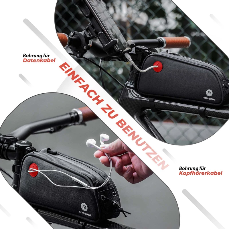 ROCKBROS Fahrrad Rahmentasche 1.3L MTB Oberrohrtasche Zwart