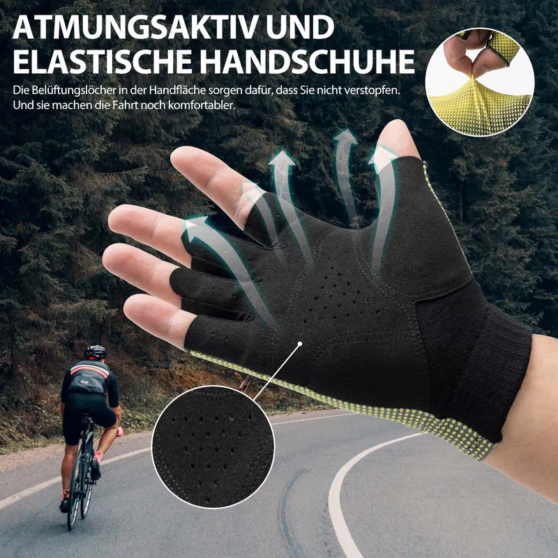 ROCKBROS Halbvinger-Radhandschuhe Rutschfest Elastisch Unisex Gelb M-XXL