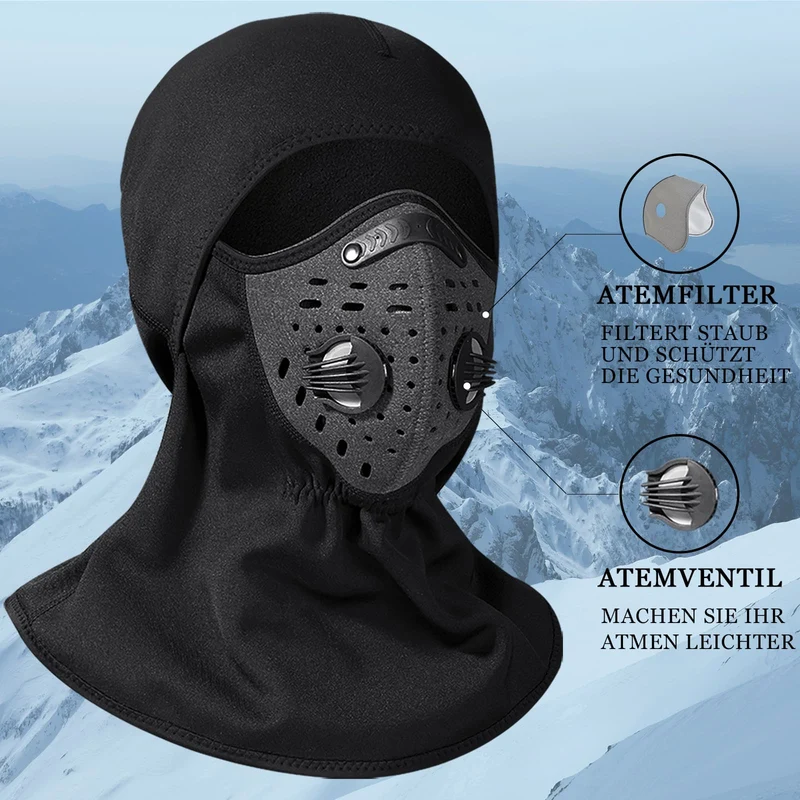 Зімовы фліс ROCKBROS Warme Sturmhaube Halswärmer mit Atemfilter