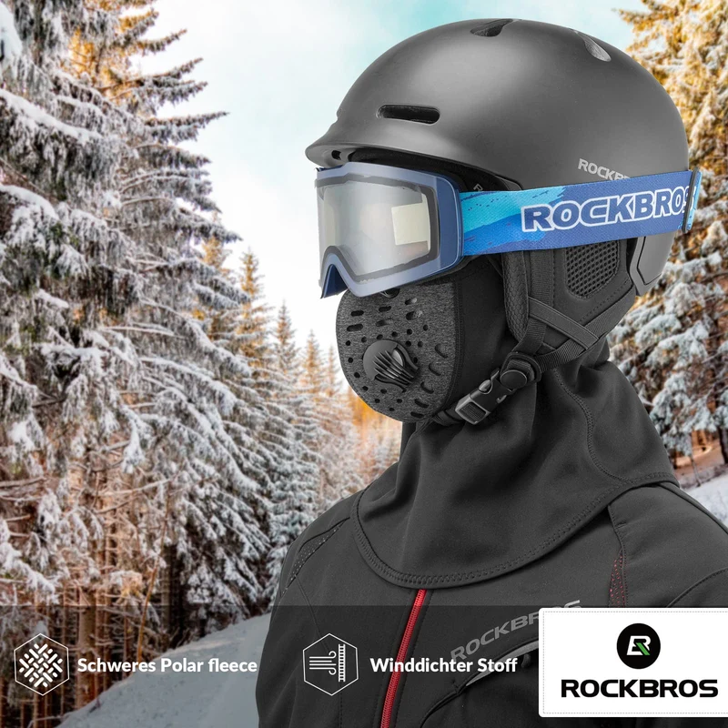 Зімовы фліс ROCKBROS Warme Sturmhaube Halswärmer mit Atemfilter