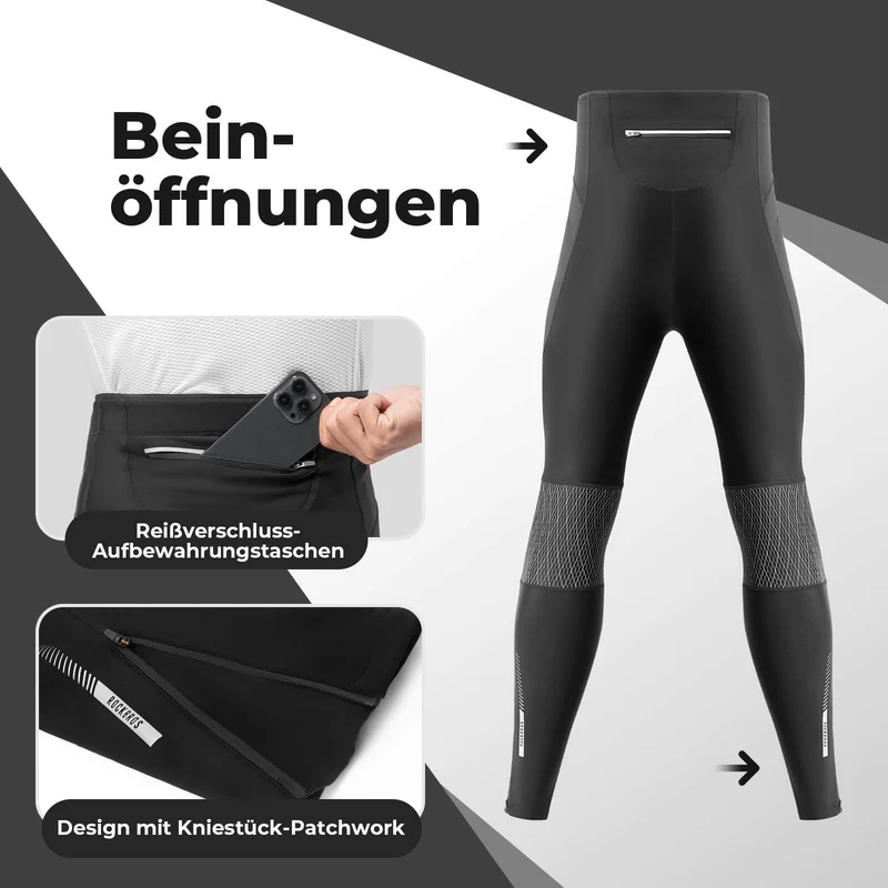 ROCKBROS Winter Thermo-Fahrradhose Fleece-Kompressions-Legging 3 Taschen
