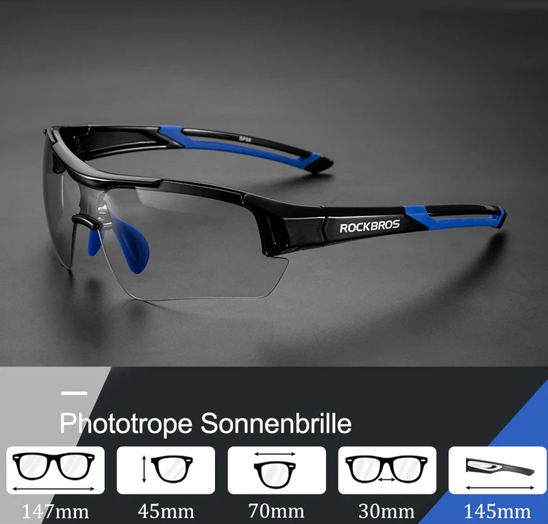 ROCKBROS Radbrille Sonnenbrille Halbrahmen Fotochromatische Brille