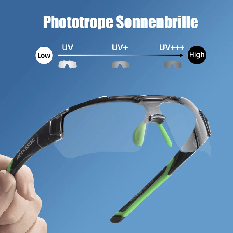 ROCKBROS Radbrille Sonnenbrille Halbrahmen Fotochromatische Brille