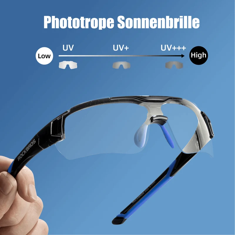 ROCKBROS Radbrille Sonnenbrille Halbrahmen Fotochromatische Brille
