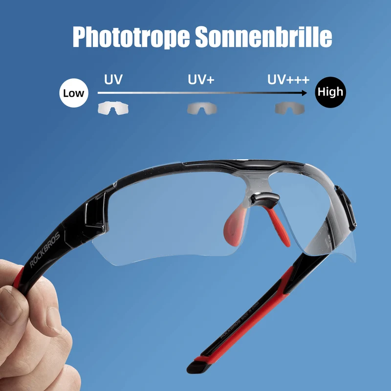 ROCKBROS Radbrille Sonnenbrille Halbrahmen Fotochromatische Brille