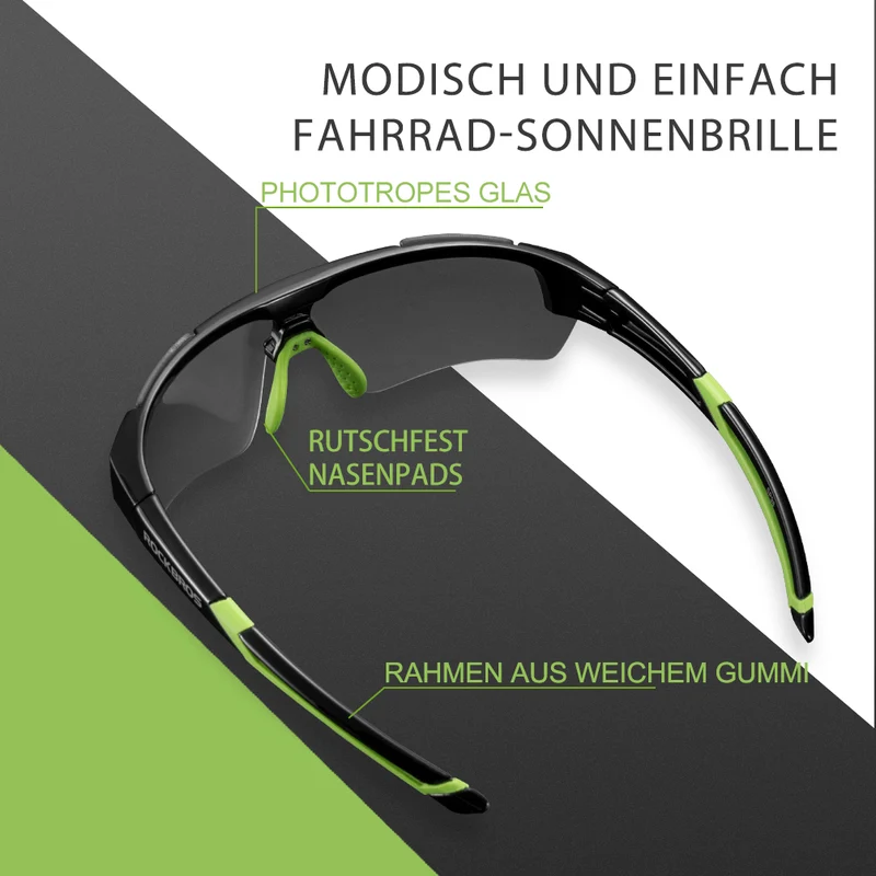 ROCKBROS Radbrille Sonnenbrille Halbrahmen Fotochromatische Brille