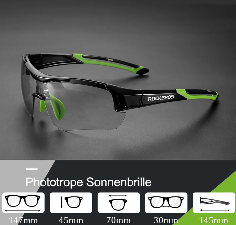 ROCKBROS Radbrille Sonnenbrille Halbrahmen Fotochromatische Brille