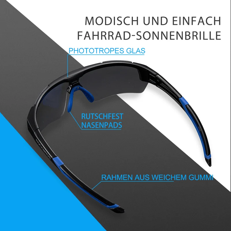 ROCKBROS Radbrille Sonnenbrille Halbrahmen Fotochromatische Brille