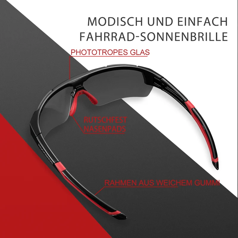 ROCKBROS Radbrille Sonnenbrille Halbrahmen Fotochromatische Brille