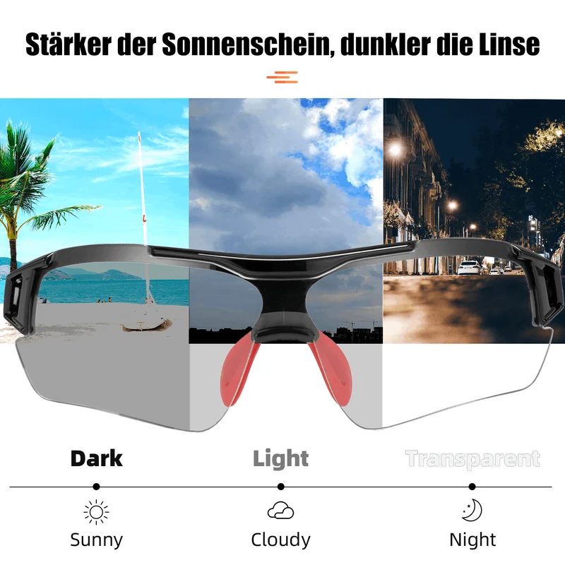 ROCKBROS Radbrille Sonnenbrille Halbrahmen Fotochromatische Brille