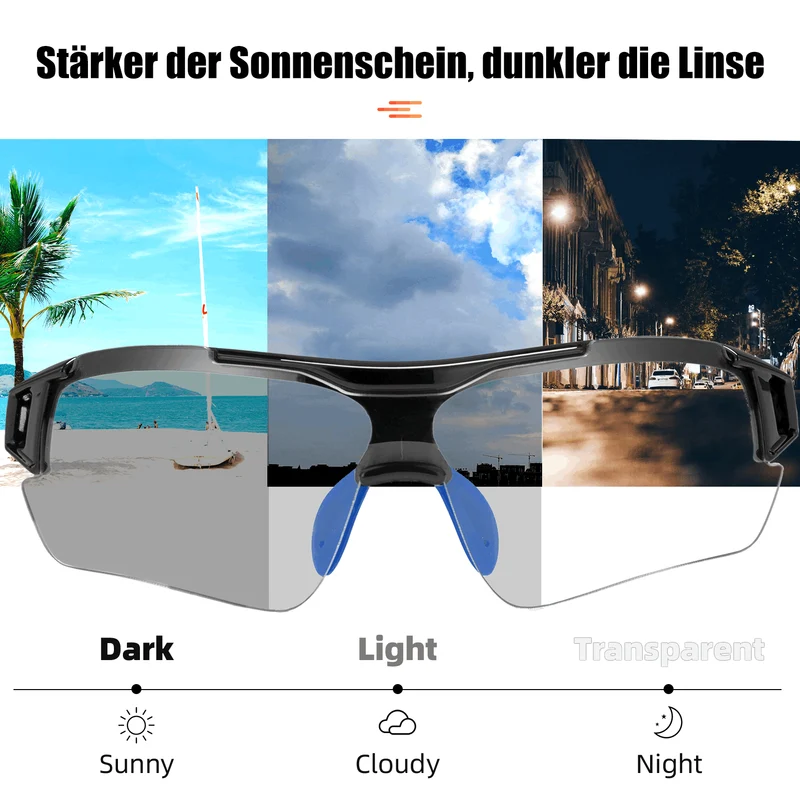 ROCKBROS Radbrille Sonnenbrille Halbrahmen Fotochromatische Brille