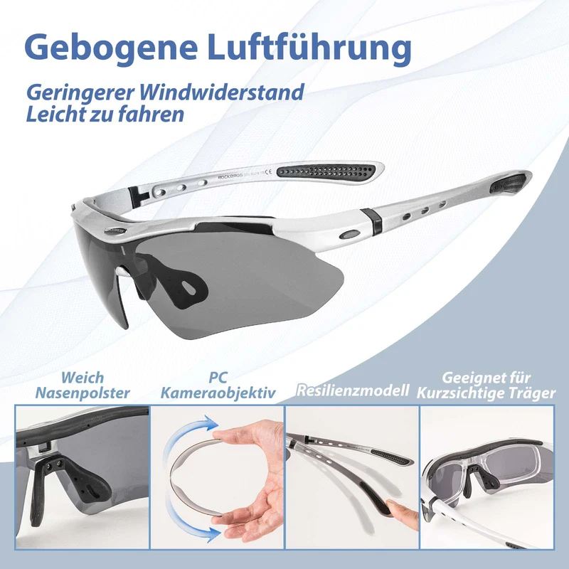 ROCKBROS Fahrradbrille Polarisiert Brille Sonnenbrille UV400 Schutz