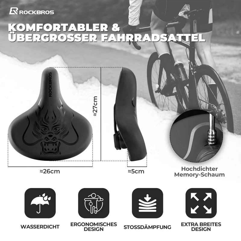 ROCKBROS Fahrradsattel wasserdicht Fahrrad Sattel met opdruk