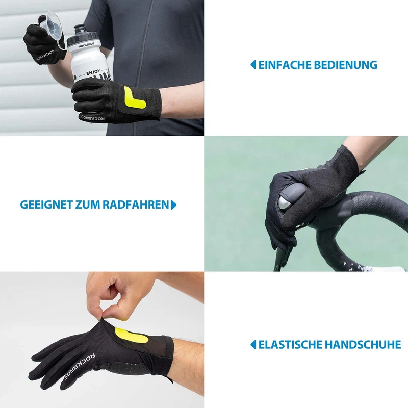 ROCKBROS Radhandschuhe MTB Frühling Herbst Atmungsaktiv Touchscreen Unisex