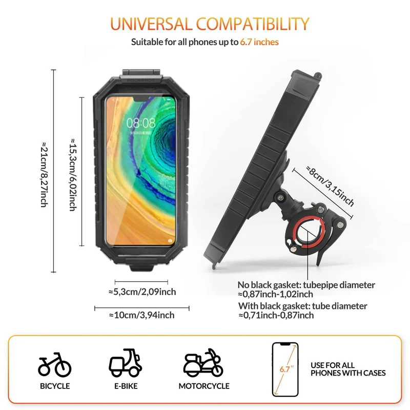 ROCKBROS Smartphone Halterung 360° Drehbar voor 6,8 Zoll Smartphone