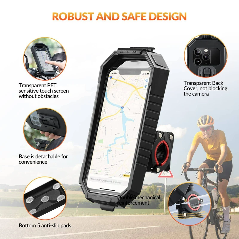 ROCKBROS Smartphone Halterung 360° Drehbar voor 6,8 Zoll Smartphone