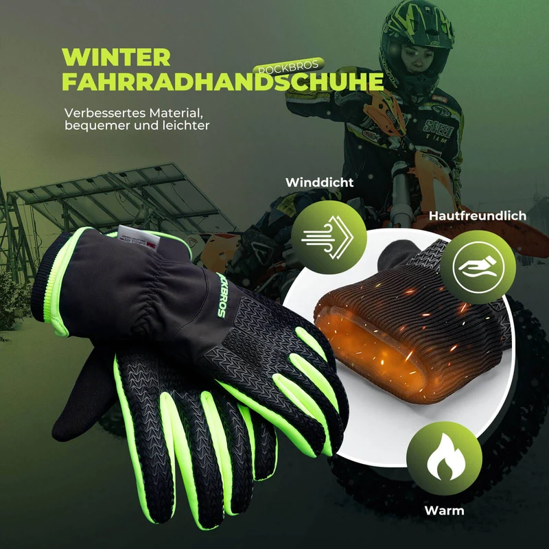 ROCKBROS Handschoen Fahrradhandschoen Touchscreen Thinsulate Skihandschoen
