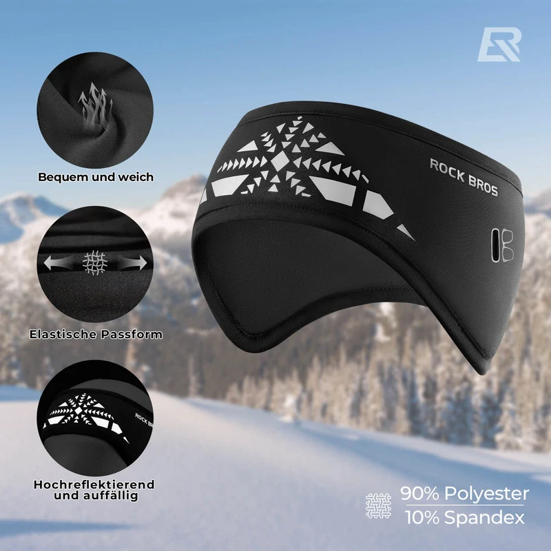 ROCKBROS Elastische Winterband met Klettverschluss Ohrenwärmer Unisex