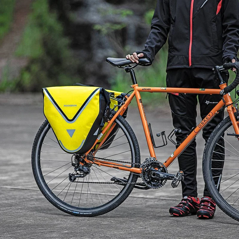 ROCKBROS Fahrrad Transporttas 100% wasserdichte met Schultergurt 20L Gelb/Schwarz Goud