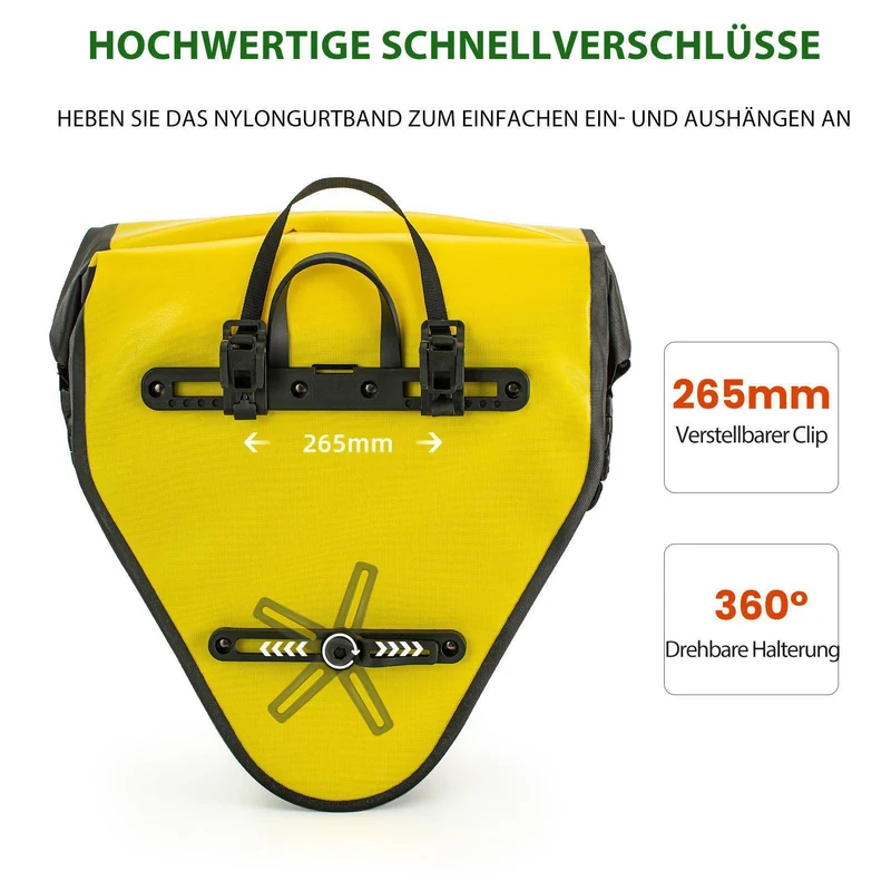 ROCKBROS Fahrrad Transporttas 100% wasserdichte met Schultergurt 20L Gelb/Schwarz Goud